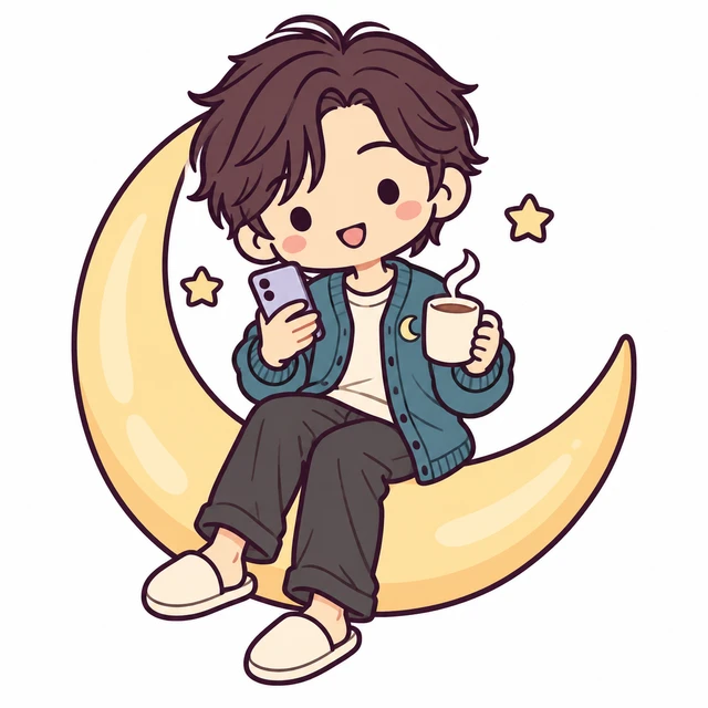 夜のトーク喫茶のイラスト(男性版)